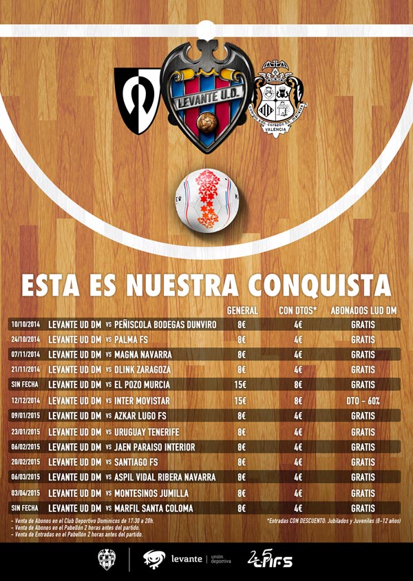 Cartel Precios Levante UDDM Temporada 2014-2015