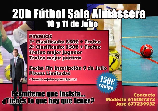 I Torneo 20 Horas Fútbol Sala Almàssera