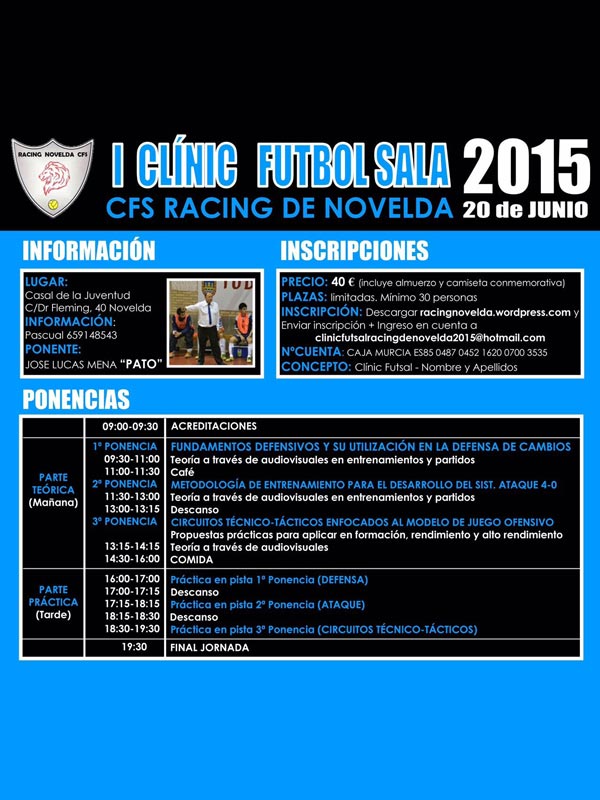 I Clínic Fútbol Sala CFS Racing de Novelda 2015